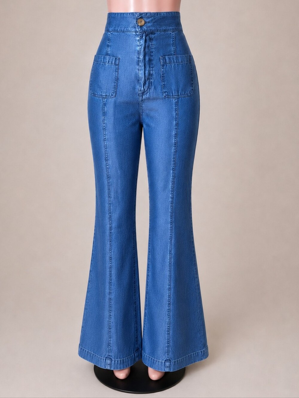 Voodoo Vixen Shimmering Chambray High-Waist Flare Jeans XL